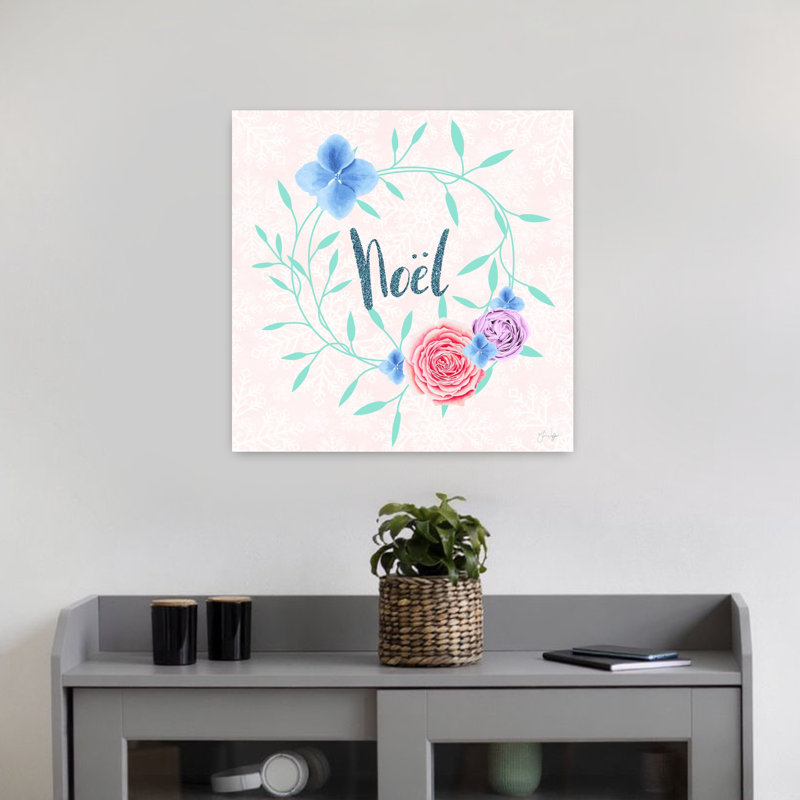 Pastel Noel Wreath, art contemporain, H 18 po x l 18 po