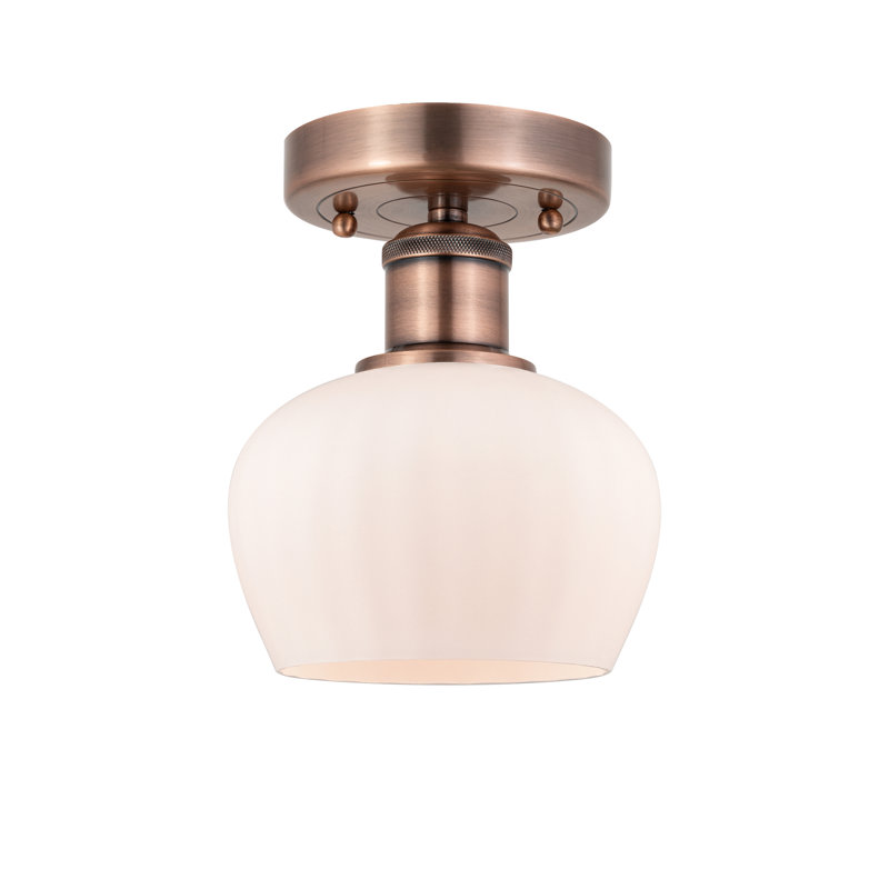 Plafonnier semi-encastré Noille Glass, Blanc mat, Bronze, H 11,5 po x l 11 po x P 11 po