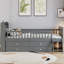 Lit plateforme simple en bois massif gris classique avec rangement à 4 tiroirs, barrière de sécurité pour chambre d'enfant