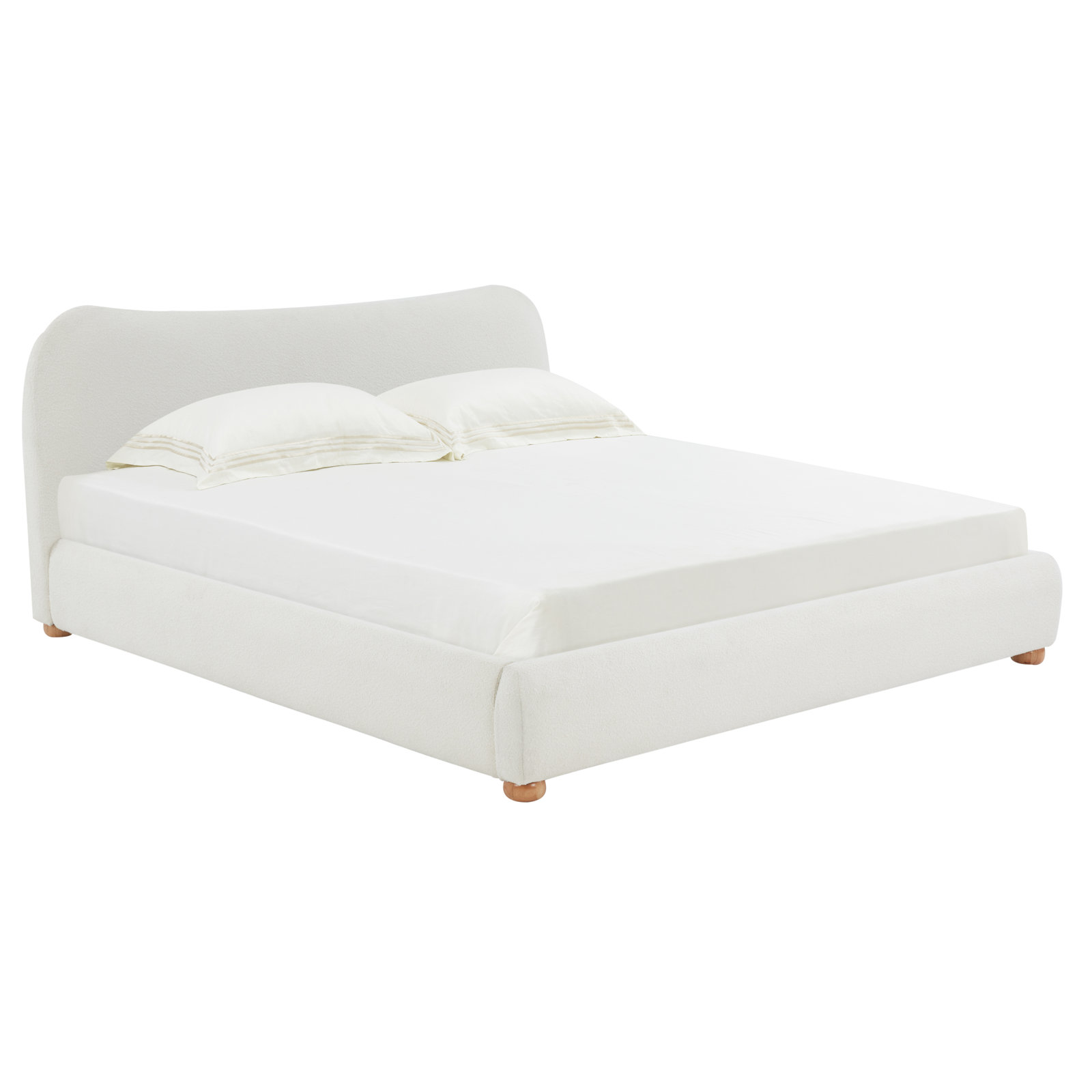 Liza Upholstered Bed, King, Ivory Boucle