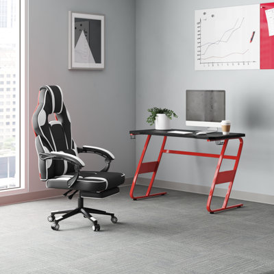 Bridesdale Gaming Bundle-Cup/Headphone Desk & Reclining Footrest Chair