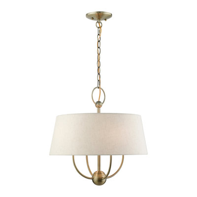Desra 4 Light Linen Blend Dimmable Pendant