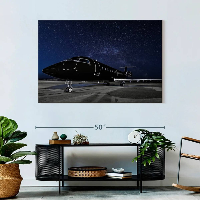 Black Private Jet, 32" H x 48" W