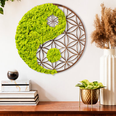 Handmade Decorative Wall Accessory, Green & Brown, 17.3 x 0.4 x 17.3 inches | 100% MDF with MOSS, Thickness: 0.4 inches | Unique Color Variations, Perfect for Home Décor & Accent Walls, Stylish & Functional Design