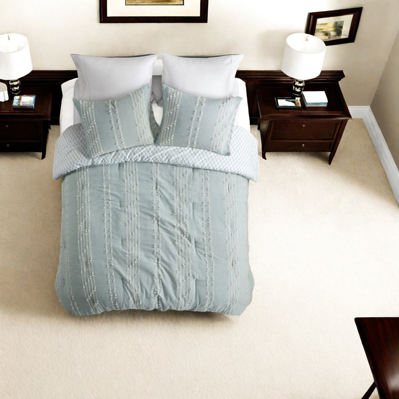 Ensembles de literie luxueux en jacquard de coton, conception réversible turquoise pour la maison