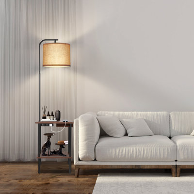 Zulfa 62" Dimmable Table Floor Lamp with USB & Type-C Port, End Table with Lamp for Living Room