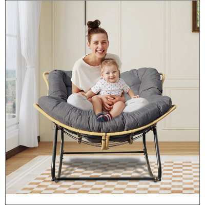 Grande chaise berçante d'extérieur, chaise berçante pour œuf de patio, chaise Papasan d'intérieur, chaise longue en osier de rotin, chaise royale moderne pour chambre à coucher, salon, porche, jardin
