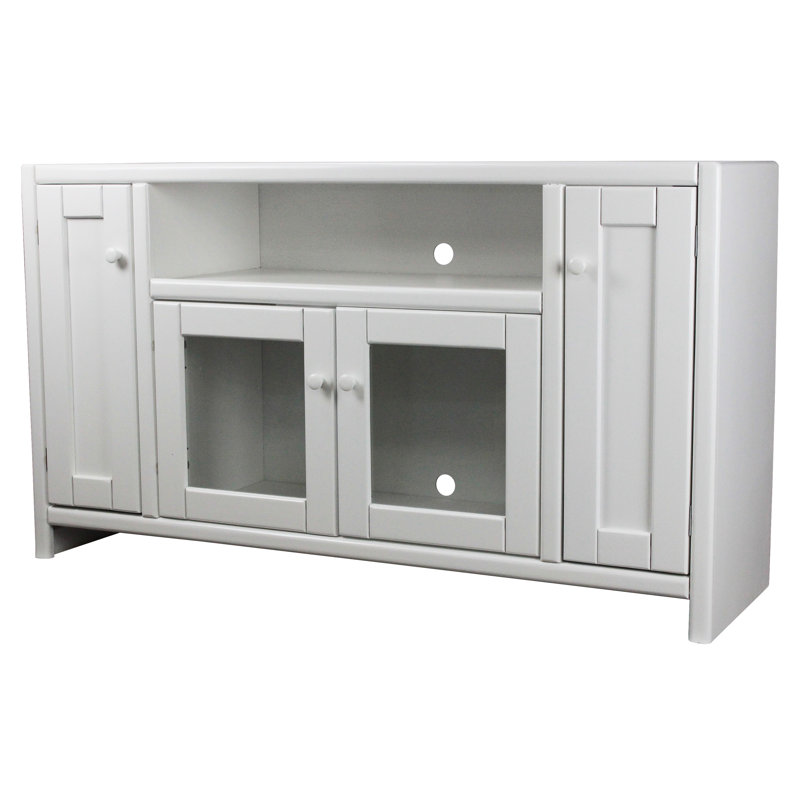 Meuble télé en bois massif pour téléviseur de 60 po ou moins Richland, Blanc brillant