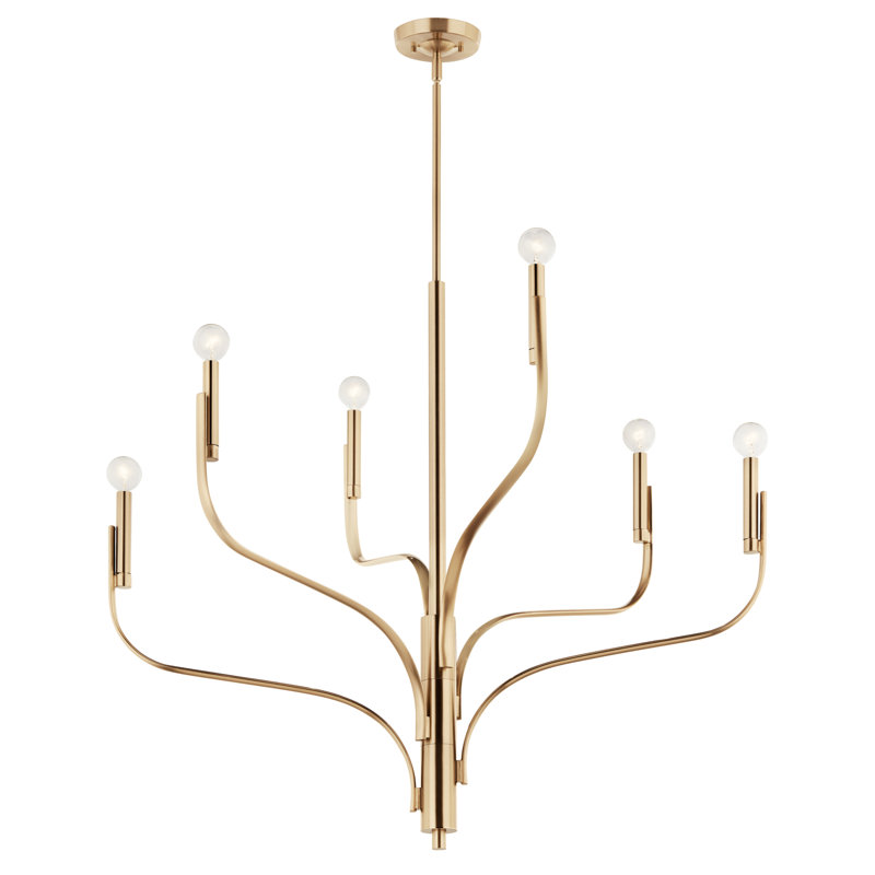 Lustre classique / traditionnel en acier à intensité variable , H 33 po x l 36,25 po x P 36,25 po, 6, Bronze
