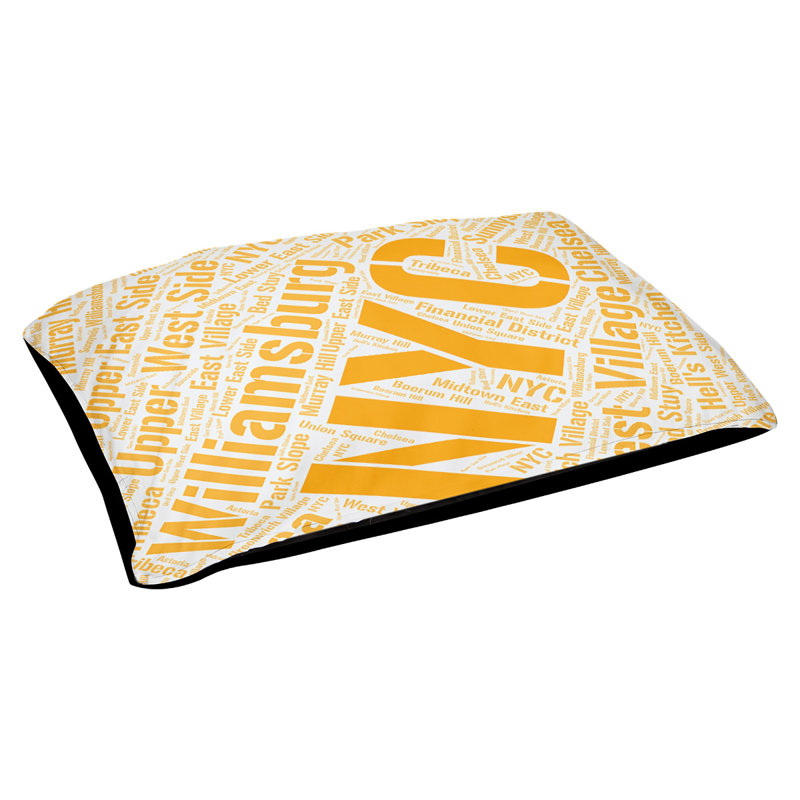 Coussin de chien « districts », Orange, Grand (l 40 po x P 30 po x H 14 po), New York