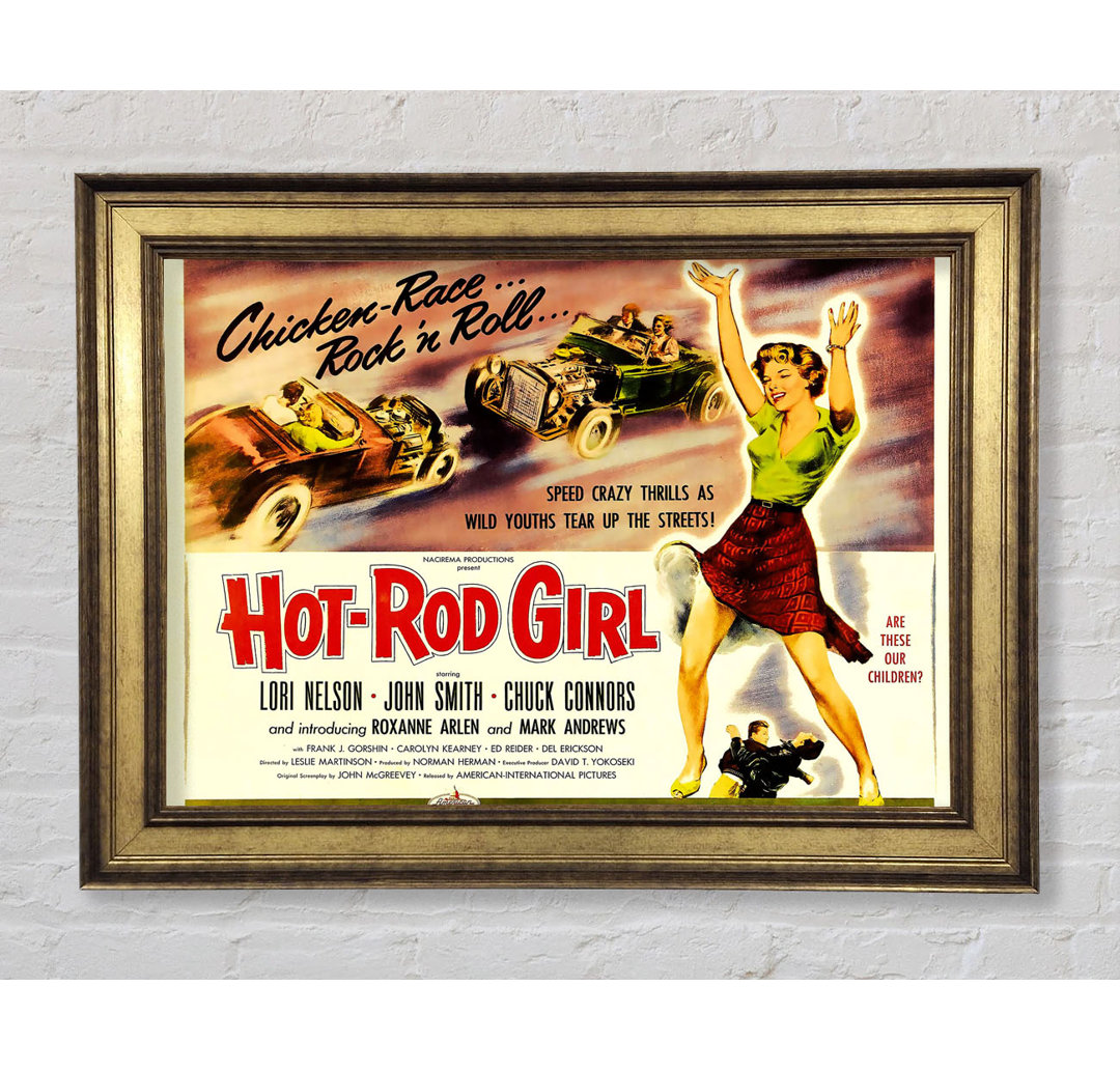 Hot Rod Girl 2 - Einzelner Bilderrahmen Typografie