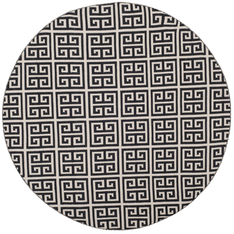 Royalton Hand Woven Cotton Geometric Rug, Round 6'