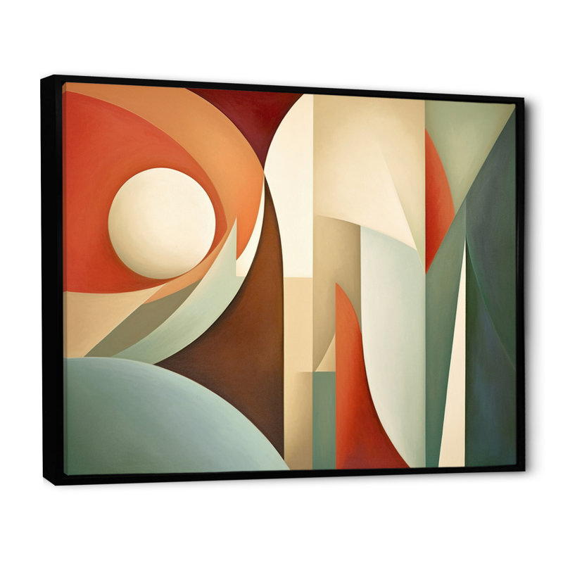 Orange Green Symmetrical Visions On Canvas Print, 34" H x 44" W x 1.5" D, Black Floater Frame