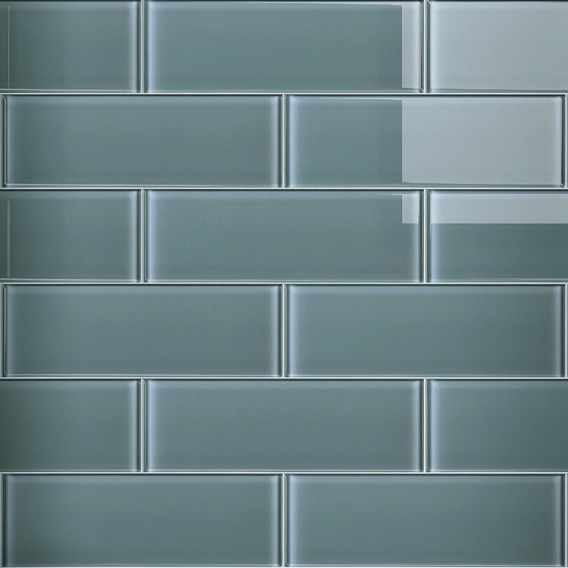 Crystile 4" x 12" Glass Mosaic Subway Tile, Slate
