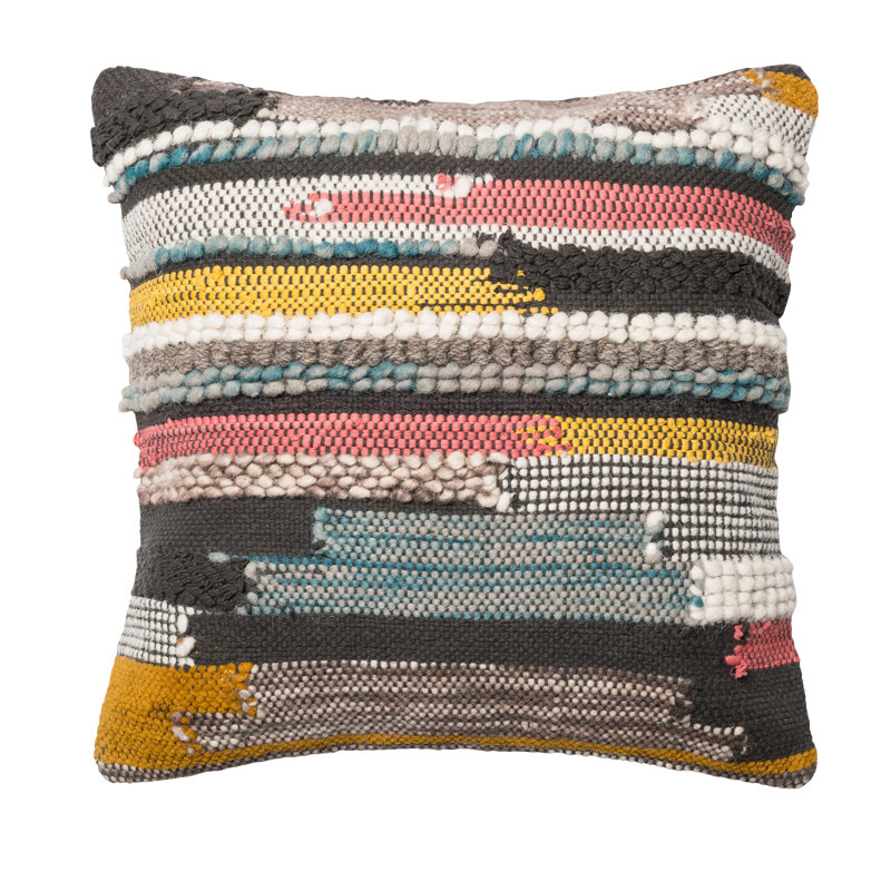 Multicolor Striped Cotton Blend Square Kids Pillow