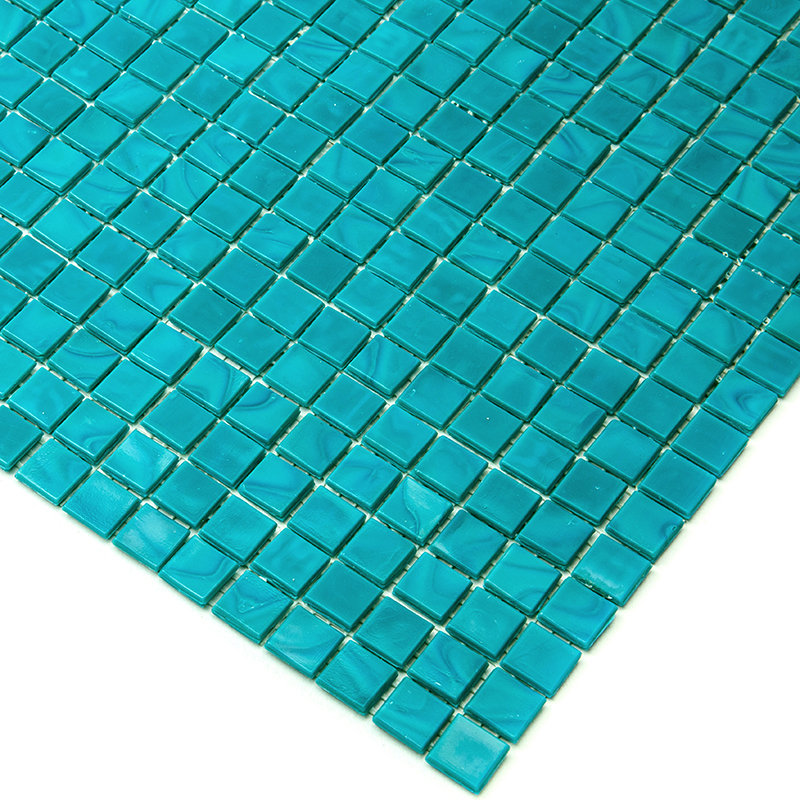 Skosh 0.6" x 0.6" Glass Grid Mosaic Wall & Floor Tile, Dark Blue/Green