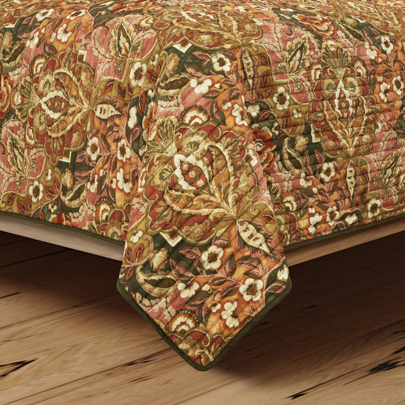 STAINED GLASS TWIN/TWIN XL 2PC. QUILT SET, Cinnamon Damask