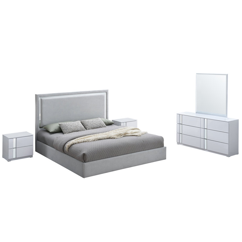 Lit plateforme tapissier 5 pièces Angulus, Grand