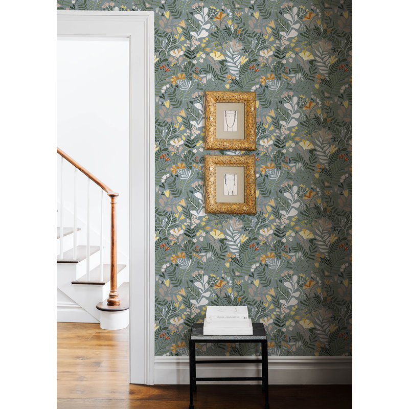 Rouleau de papier peint L 33 pi x l 20,9 po Kathryn, Vert / Jaune / Crème