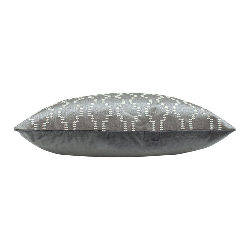 Geometric Square Cushion, Polyester, Fog/Dark Grey