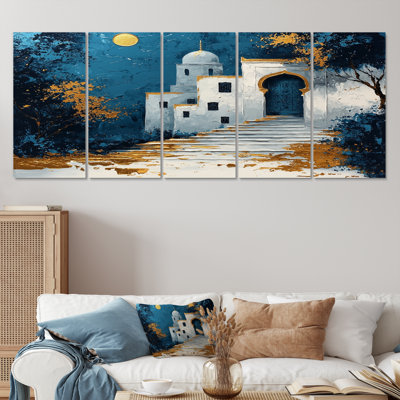 Ensemble de salon art marocain marocain bleu et or Rabat