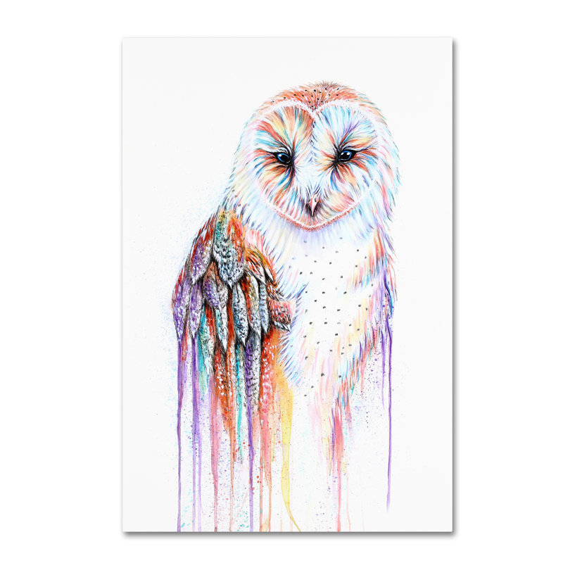 « barred arc-en-ciel hibou », reproduction d’impression sur toile tendue, H 19 po x l 12 po