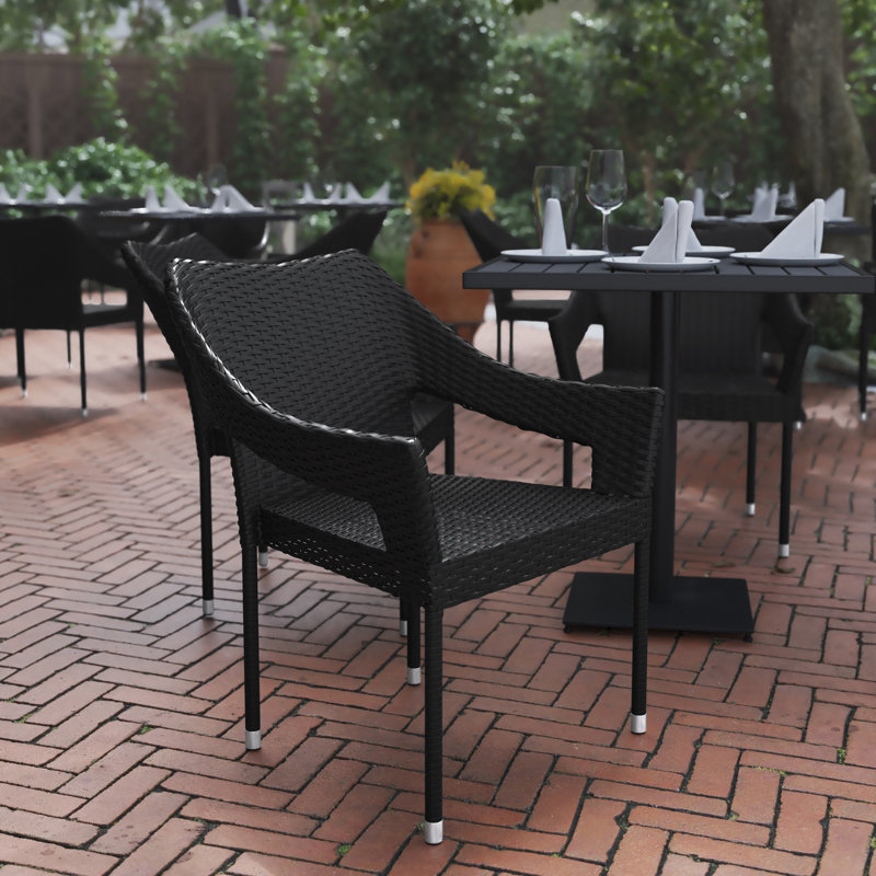 Leflore Stacking Outdoor Dining Chair , Black