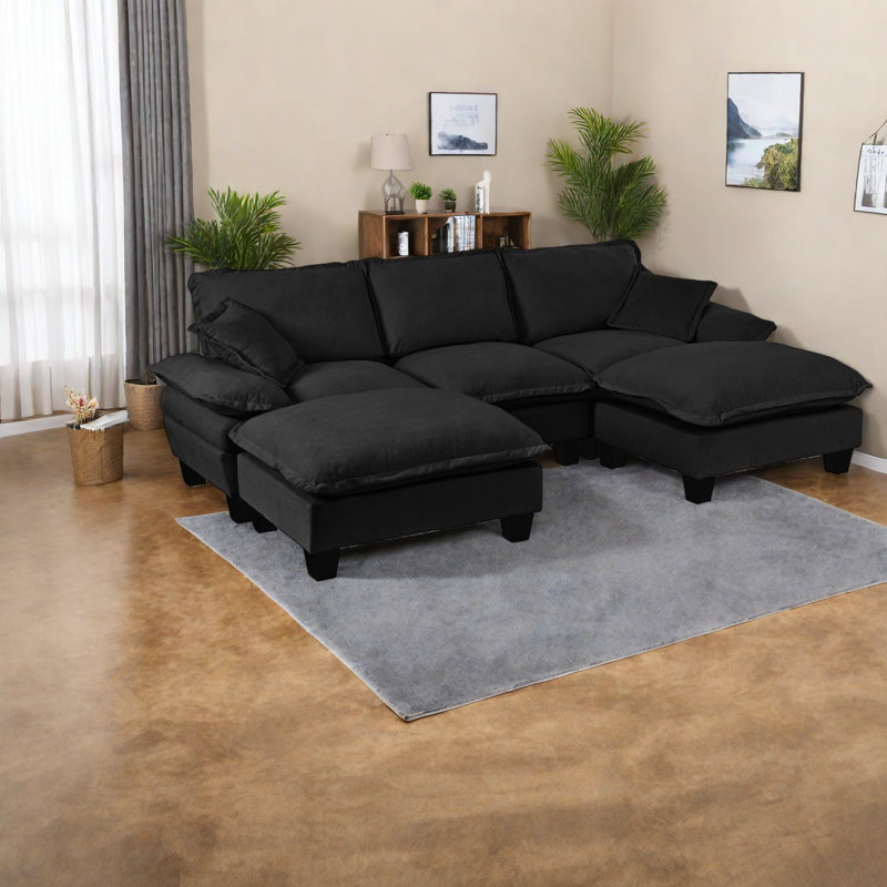 Canapé modulaire confortable en forme de U en chenille confortable pour le salon de la maison