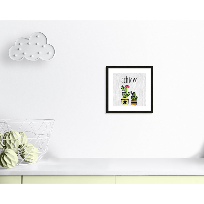 Impression sur papier Cacti C, Encadré de boîte à grain de bois noir, H 16 po x l 16 po x P 1,18 po