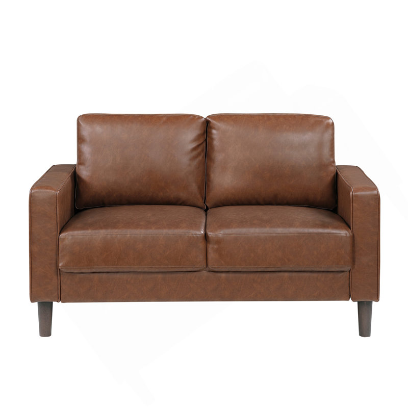 Causeuse rembourrée en similicuir chocolat moderne de style moderne, Chocolat