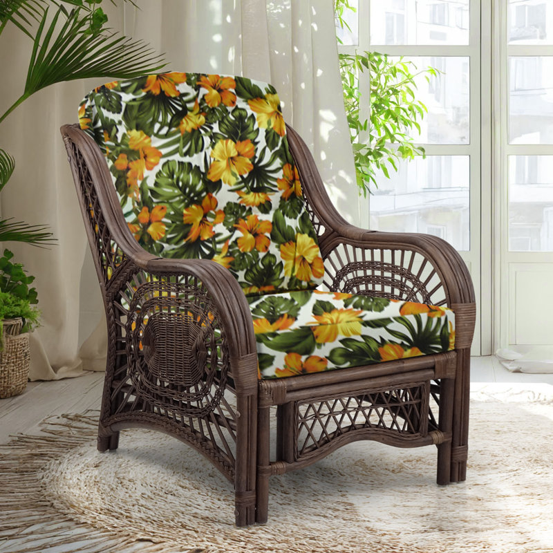 Lillebonne Upholstered Armchair, Green/Yellow Tropical