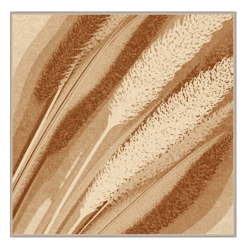 Tapis beige rustique abstrait lavable à la machine en jacquard Pampas, 8 pieds carrés