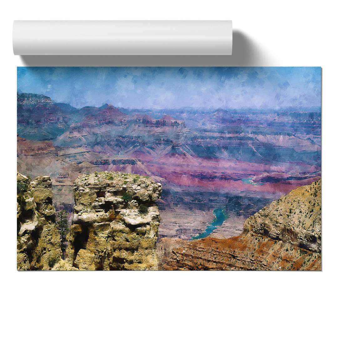 Grand Canyon River View Painting - Frameless Print
