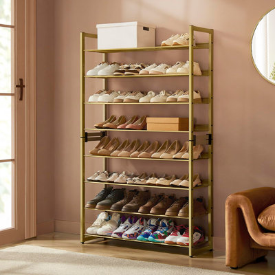 64.4 in. H 40-Pair 8-Tier Gold Metal Shoe Rack