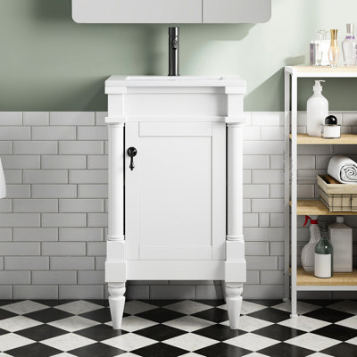 Rangement de salle de bain avec lavabo - Pieds en bois au design fonctionnel et autoportant pour économiser de l'espace