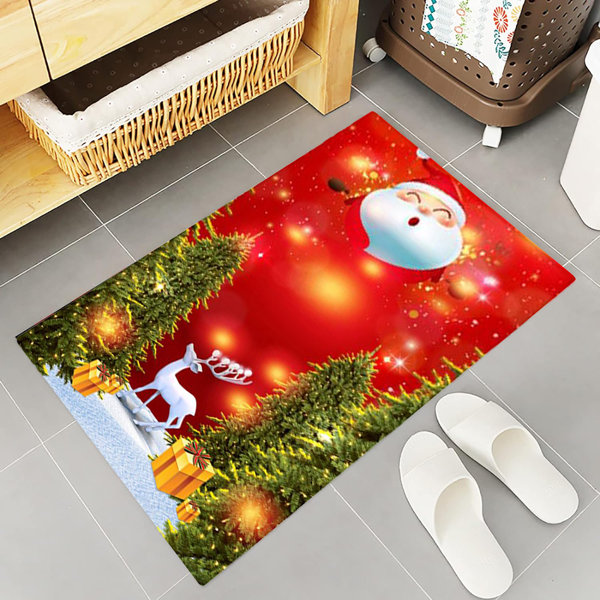 Modern Snowflake Christmas Area Rug, Red Background Winter Non Slip Carpet,  Easy Care Carpet for Indoor Hallway Dining Room Entryway Home Decor - 3 ft