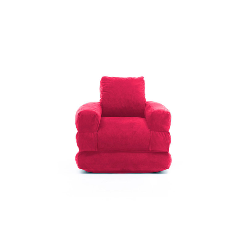 Fauteuil futon large de 35,4 po Elvin, Mélange de polyester fuchsia
