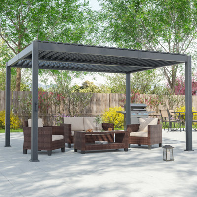 Outdoor Patio Adjustable Aluminum Pergola with Louvers, Rust-Free and Modern Design, for Balcony, Deck, Garden