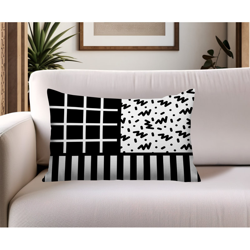 Oreiller rectangulaire réversible intérieur / extérieur Minka, Rectangulaire H 14 po x l 20 po, Noir