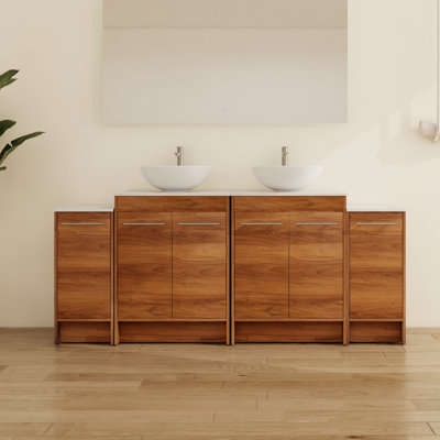 Aurrie 72'' Free standing Double Bathroom Vanity With Ceramic Vanity Top