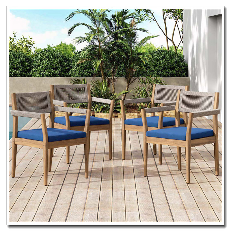 Chaises de salle à manger d'extérieur en bois d'acacia, Marine
