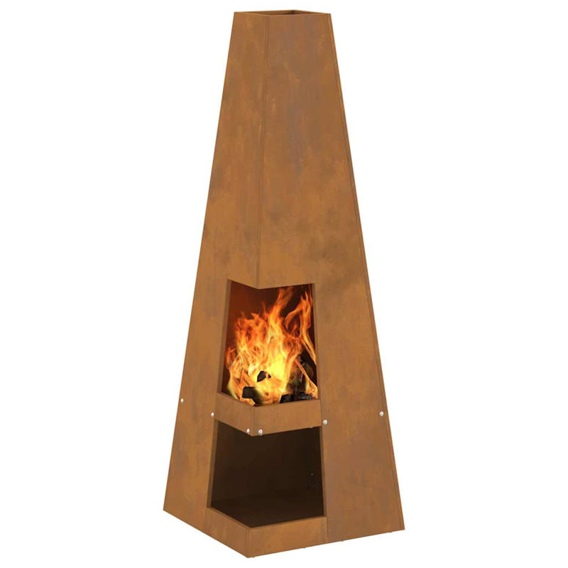 Outdoor Fire Pit, Brown, 100cm H x 35cm W x 35cm D