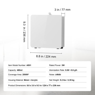 Scent Air Machine, 480ml Bluetooth Smart Essential Oil Diffuser, 2500sq.ft Waterless Scent Diffuser with Cold Air Technology, Aromatherapy Diffuser Machine for Home, Office, Hotel, Spa