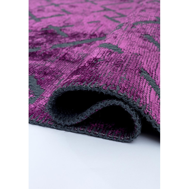 Rapture Abstract Area Rug in Purple, Rectangle 9' x 12'