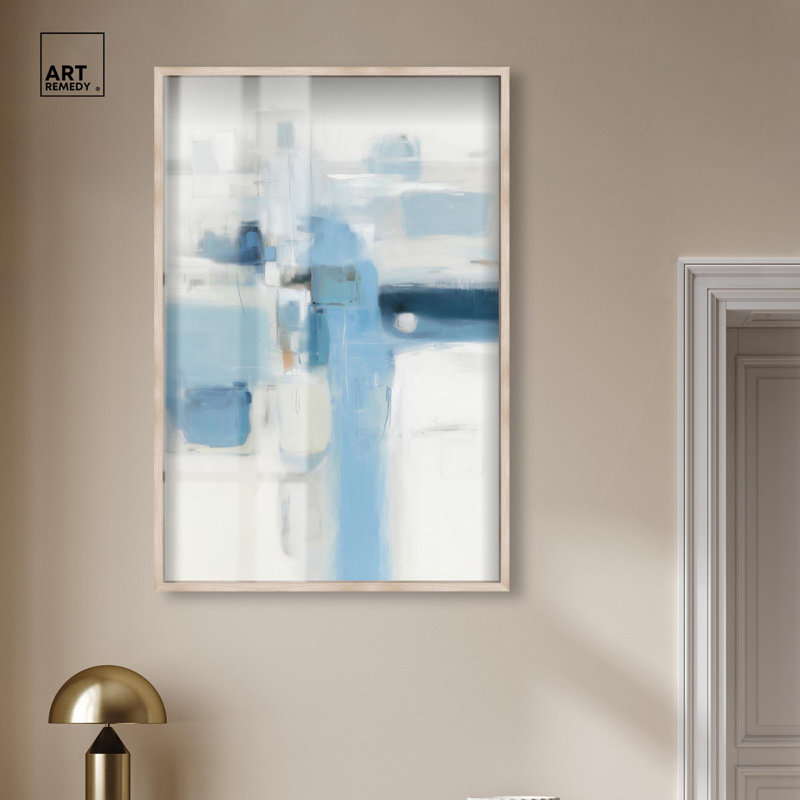 Grande décoration murale encadrée «Monsoon Mist Shadowbox» par Art Remedy, cadre blond, 30 x 45, H 46 po x l 31 po