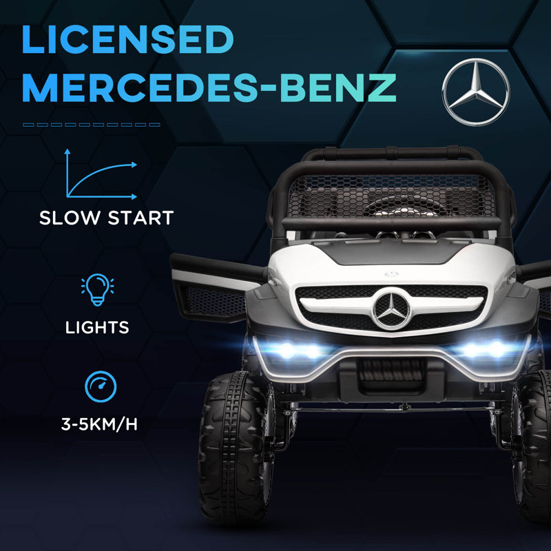 White Mercedes-Benz Unimog 12V Battery Powered Ride-On Truck