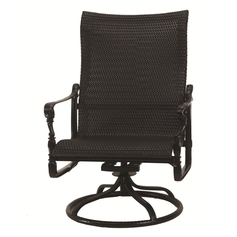 Grand Terrace Woven High Back Swivel Rocking Lounge Chair, Mahogany, Vintage