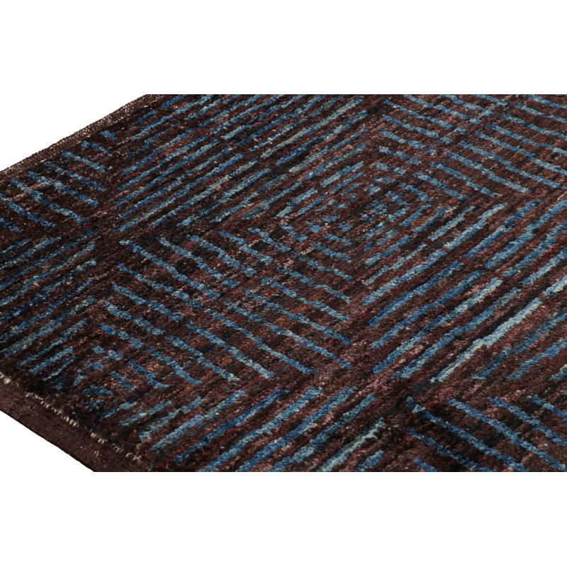 Moroccan Hand Knotted Wool Geometric Area Rug, Runner 3' x 10'