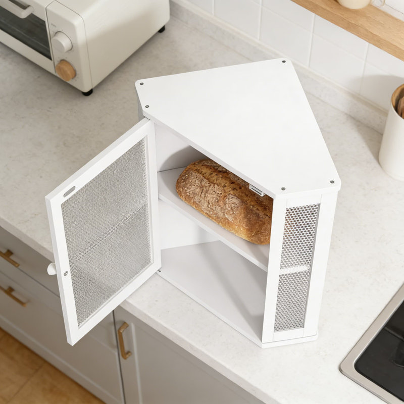 Boîte à pain de coin pour comptoir, rangement à pain hermétique très grande capacité avec conception à double couche, organisateur de cuisine de style campagnard pour le pain, les bagels et les pâtisseries