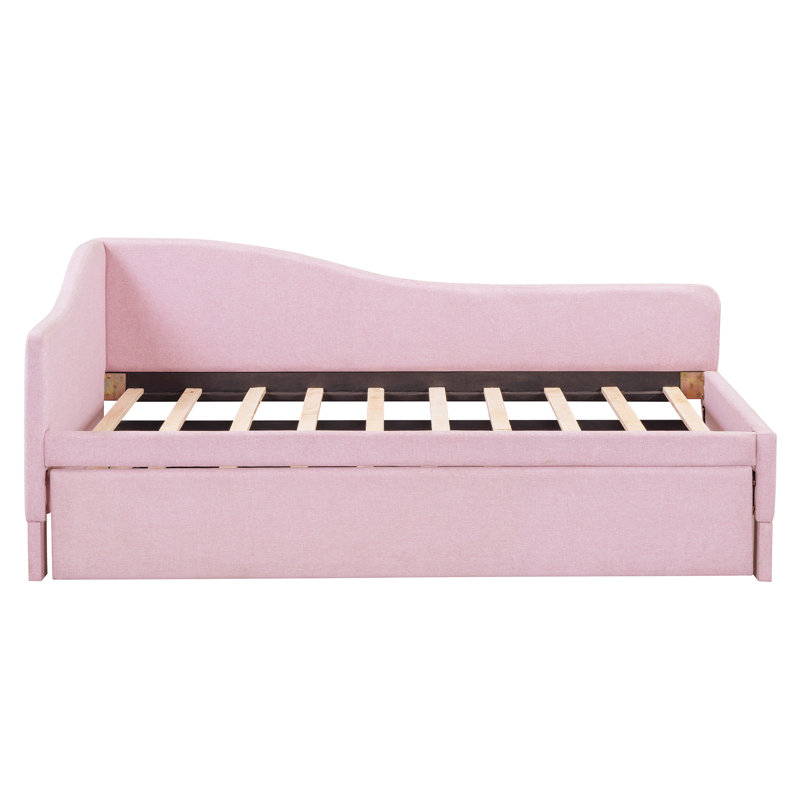 Twin L-Shaped Daybed With Pop-Up Trundle, Pink